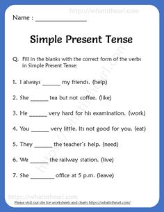 a simple present tense worksheet for students to practice their english speaking and writing skills