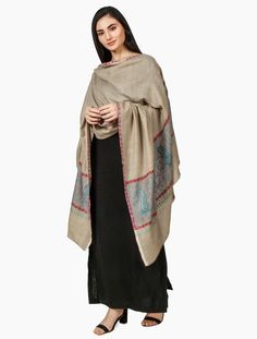 Elevate your style with our luxurious Cashmere Pashmina Shawl Embroidered in Natural Toosh. Made from the finest Kashmiri Pashmina, this shawl is the epitome of comfort and sophistication. Wrap yourself in this beautiful cashmere wrap and feel the warmth of nature's finest material. • Hand Embroidered Cashmere Pashmina Shawl• Hand-woven 100% Cashmere Pashmina Shawl (World’s Finest Quality Cashmere)• Size: 100 cm X 203 cm / 40 Inch X 80 Inch / 1.1 x 2.2 Yards (Approx)• Base Color: Natural Toosh• Luxury Unstitched Pashmina Shawl For Wedding, Luxury Handloom Pashmina Shawl For Festivals, Luxury Pashmina Dupatta With Zari Weaving, Luxury Zari Work Pashmina Shawl, Luxury Beige Embroidered Pashmina Shawl, Cashmere Pashmina, Cashmere Wrap, Wool Wrap, Pashmina Shawl