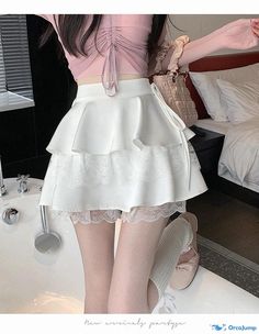 Orcajump - Elegant High-Waisted A-Line Skirt with Ballerina-inspired Design and Playful Cake Motif Body Con Skirt, Ruffle Skirt, Types Of Skirts, A Line Skirt, Dance Wear, A Line Skirts, Knee Length, Fashion Shoes, Midi Skirt