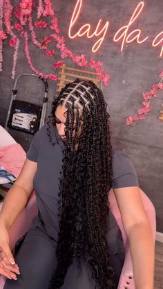 Bohemian knotless braids with human hair curls Bohemian Braided Hair, Knotless Braids Hairstyles, Twisted Hair