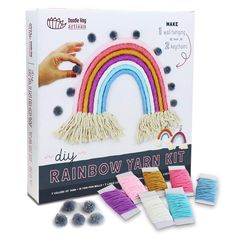 the diy rainbow yarn kit is in its box