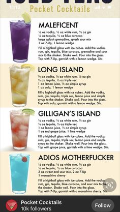 the top ten cocktails info sheet