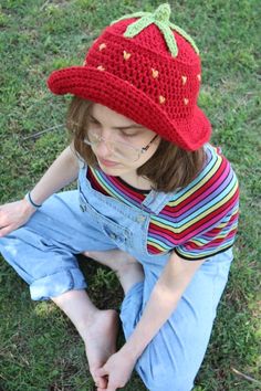 strawberry cottagecore aesthetic teen room decor y2k fashion outfits hat bucket street fashion kawaii japanese crochet pattern etsy small business knit amigurumi handmade trendy easter costumes crocheter back to school fits outfits idea fashionable chic cottage 2000s 90s colorful lipstick red fruit strawberry shortcake childrens tv show cartoon summer autumn fall 2021 outdoors animal lover lovecore spring crochet clothes fashion 2022 summer spring clothes hat tops shirts blouse Playful Red Hat For Spring, Playful Red Spring Hat, Cute Summer Cotton Crochet Hat, Cute Cotton Crochet Summer Hat, Cute Summer Crochet Cotton Hat, Cute Cotton Crochet Hat For Summer, Casual Red Crochet Hat, Red Crochet Bucket Hat For Summer, Red Crochet Bucket Hat For Spring