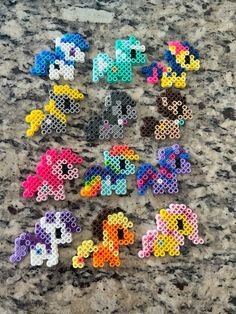 the pixelated pony beads are all different colors