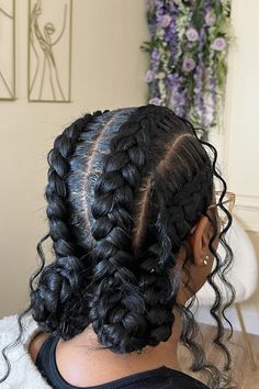 Need inspo for your next protective hairstyle?! Discover some braided hairstyles that are trending right now for black women because they are so gorgeous. Creative, unique and stylish protective styles that you'll want to try! 3 Cornrow Braids Black Women, Curly Cornrow Hairstyles, French Braid Black Women, Quick Cornrow Hairstyles For Black Women, Cornrows For School, Goddess Cornrows Buns, Simple Braided Hairstyles Black Women, Butterfly Cornrows, Cornrow With Curls