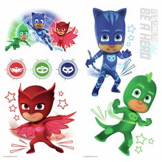 the pj masks stickers are designed to look like they have different characters on them