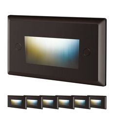 an illuminated wall light with five lights on each side and four recessed lights in the middle