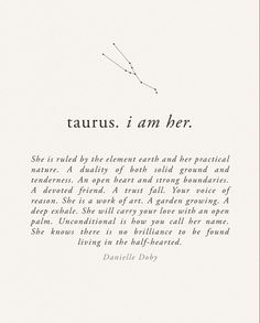 an image of a book page with the words taurus, i am her on it