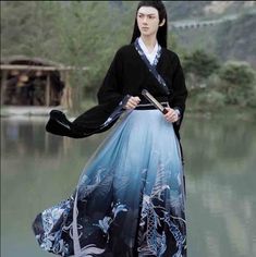 Hanfu For Men, Blue Hanfu, Black Hanfu, Couples Cosplay, Embroidery Clothes, Cape Costume, Hanfu Traditional