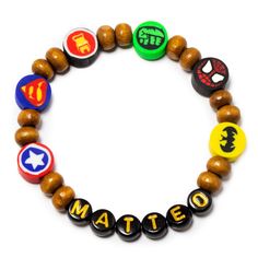 Hello and welcome. Kids personalized bracelet in superhero theme. I can make custom orders, send me a message Bracelet will come in organza bag ready for gift giving or keeping. Personalized Black Beaded Bracelets, Customized Themed Bracelets For Birthday, Themed Personalized Beaded Bracelets For Birthday, Personalized Themed Beaded Bracelets For Birthday, Customizable Novelty Wristband For Gift, Personalized Themed Adjustable Name Bracelet, Themed Multicolor Wristband As A Gift, Themed Multicolor Wristband For Gift, Themed Multicolor Wristband As Gift