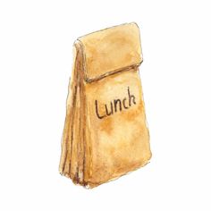 a drawing of a lunch bag with the word lunch written on it