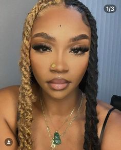 Half Blonde Half Black Locs, Dread Highlights, Locs Makeup, Unapproachable Makeup, Medusa Piercings, Girl Locs, Natural Locs, Edgy Hairstyles, Half And Half Hair