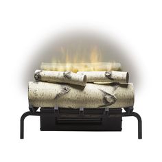 an image of a fire pit with logs on the front and flames in the back