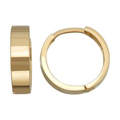 Polished to a brilliant shine, these 14k gold huggie hoop earrings are a wardrobe must-have. Polished to a brilliant shine, these 14k gold huggie hoop earrings are a wardrobe must-have. Length: 12 mm Backings: click-it Metal: 14k gold Finish: polished Packaging: boxed Please note, due to the high value of this item, a signature may be required upon delivery. Size: One Size. Gender: male. Age Group: adult. Formal Hinged Hoop Huggie Earrings, Formal Small Hoop Huggie Earrings With Lever Back, Formal Huggie Earrings With Lever Back, Polished Finish Huggie Earrings For Anniversary, Formal Diamond Huggie Earrings, Formal Round Hinged Huggie Earrings, Formal Huggie Earrings, Hinged Huggie Earrings For Anniversary, 14k Gold Huggie Earrings For Formal Occasions