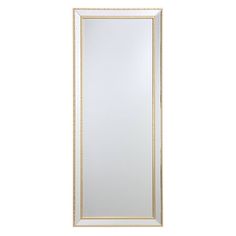 a large white and gold framed mirror on a white wall with an empty space in the middle