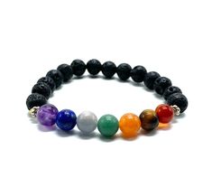 8 mm Chakra/Lava Stretch Bracelets Red Agate, Black Tourmaline, Green Aventurine, Stretch Bracelets, Chakra, Jewelry Bracelets, Amethyst, Beaded Bracelets, United States