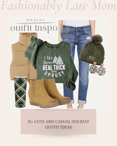 Casual Holiday Outfits: Easy Looks to Stay Stylish & Comfortable - Fashionably Late Mom Mom Christmas Outfits Casual, Classy Stay At Home Mom Style, Stay At Home Mom Outfits, Christmas Outfits Casual, Casual Holiday Outfits, Fashionably Late, Solid Color Sweater, Ribbed Sweater Dress, Cozy Knit Sweater