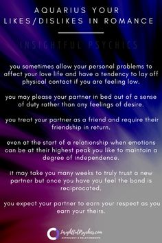 a poem written in front of a purple and blue background with the words, aquarius your