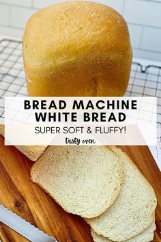 homemade bread machine white bread in a full loaf and sliced into pieces. Sandwich Bread Maker Recipe, Easy Breadmaker Bread, Basic White Bread Recipe For Breadmaker, Sunbeam Bread Machine Recipes Easy, Bread Maker Recipes 1.5 Lb, Bread Machine Sandwich Bread Recipe 2 Lb, Easy Breadmachine Bread Recipes, Easy White Bread Recipe For Bread Machine, 2 Pound Bread Maker Recipes