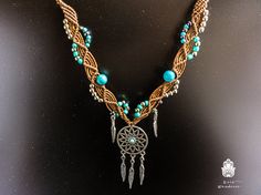 "An adjustable macrame armband, made with brown cotton string covered with wax. The centerpiece is an aluminum dream father with a little turquoise stone in the center. The macrame is decorated with blue and silver-colored beads. The closure is made of a sliding knot so the bracelet is adjustable to any arm! The ends of the strings are decorated with white and blue turquoise stones and silver-colored feathers and coins that dangle down your arm when the bracelet is on. The full length of the bra Brown Braided Bracelet With Adjustable Cord For Festival, Brown Macrame Braided Bracelet In Waxed Cord, Handmade Brown Braided Bracelets For Festival, Bohemian Brown Woven Braided Bracelets, Brown Bohemian Braided Bracelets, Brown Bohemian Braided Bracelet, Brown Woven Bohemian Jewelry, Bohemian Brown Woven Jewelry, Handmade Hippie Brown Braided Bracelets