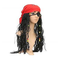 Jack Sparrow Cosplay, Caribbean Pirates, Masquerade Party Decorations, Long Hair Wigs, Halloween Wigs, Halloween Masquerade, Black Curly