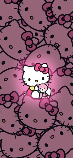 the hello kitty wallpaper is pink and black