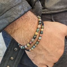 Beaded Bracelet Men’s, Men Beaded Bracelet Ideas, Men Jewelry Bracelet, Chan Luu Bracelet, Double Bracelet, Homemade Bracelets, Trendy Bracelet