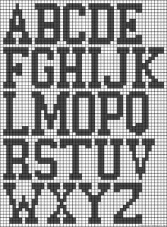 a cross stitch pattern with the letters in black and white, as well as an image of