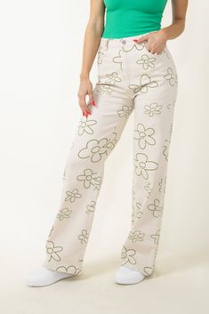 Fall in love with these stylish Bailey Rose Wide Leg Floral Printed Pants for Women in Olive. Featuring a high rise fit, wide legs, and floral print. These pants are not only stylish but comfy! Features: Baily Rose Style: BRP1137GS-OLIVE Color: Olive 55% Cotton 45% Polyester Women’s pants High rise Wide leg Floral print Button closure Zip up Measurements from size small: Inseam: 31” Waist: 28” Hand wash cold, hang dry .tg {border-collapse:collapse;border-spacing:0;} .tg td{border-color:black;bor Olive Style, Floral Print Pants, Rose Style, Olive Color, Wide Legs, Printed Pants, Floral Printed, Fall In Love, Casual Pants