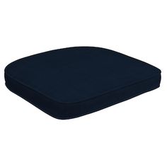 the seat cushion is made from dark blue fabric and has a zippered closure on it