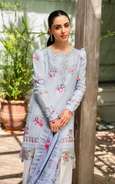 Brand: Asifa & NabeelProduct Code: MK-03 PankhCollection: Meraki by Asifa & Nabeel Vol-02 Unstitched Luxury Lawn CollectionFabric: Lawn Details of Fabric: Digital printed shirt (front, back, sleeves) 2.1 meters (50” width). Embroidered neckline for front on organza. Embroidered daman border for front on organza. Digital printed dupatta on chiffon. Plain dyed cambric trouser 2.25 meters. DISCLAIMER: Lining, Laces, and Tassels are not included in unstitched variants. Embellishment items in stitched outfits are subject to market availability The actual colors of the outfit may vary from the colors being displayed on your device. CARE INSTRUCTIONS: Extra Fabric Has Been Used For Shoot Original Color May Vary Slightly From The Picture Dry Clean Recommended Iron The Clothes At Moderate Temperatu Luxury Lawn Suit With Zari Work For Summer, Luxury Summer Organza Lawn Suit, Luxury Patterned Lawn Suit With Digital Print, Luxury Purple Lawn Suit For Summer, Luxury Summer Lawn Suit With Zari Work, Luxury Summer Lawn Suit In Purple, Luxury Purple Women's Lawn Suit, Luxury Blue Unstitched Suit For Summer, Luxury Semi-stitched Lawn Suit With Self Design