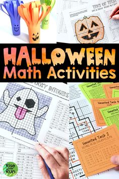 halloween math activities for kids to do with their hands and fingers, including pumpkins