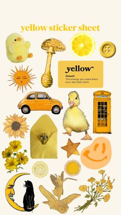 the yellow sticker sheet is filled with different things to make it look like an animal