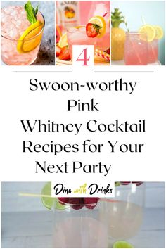 Collage of 4 pink whitney cocktails. Cocktails With Pink Whitney, Pink Whitney, Delicious Cocktails, Refreshing Cocktails, Cocktail Making, Taste Buds, Cocktail Recipes, Happy Hour, Dates