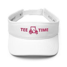 Free Shipping! Play a round of golf in our embroidered Tee Time visor. It's cute, provides sun coverage, and is made with flexfit® for ultra-comfort. Embroidered 97% poly, 3% spandex Flexfit® Low-profile 2 ½″ crown Matching under visor Hook & loop closure with square ring Head circumference: 22″–23 ⅜″ (56 cm–59 cm) Adult, Unisex Sporty White Visor For Summer, White Sports Visor For Spring, Spring Sports White Visor, White Spring Sports Visor, White Sporty Visor For Sports, Breathable White Visor For Sports, White Golf Visor For Summer, White Sports Visor, White Breathable Casual Visor