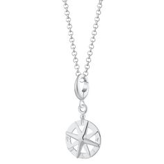 This exquisite sterling silver compass charm necklace is an ideal gift for an explorer! With detailed North, East, South West markings and a hand-finished sterling silver finish, this elegant charm necklace is perfect for any occasion.  All our charms attach with a clip-on clasp and are compatible with all other leading charm jewellery brands. Simply clip-on or slide-on to a chain, charm bracelet or charm carrier necklace.  All Lily Charmed jewellery comes presented in a beautiful gift box. Material: 100% Recycled 925 Sterling Silver.  At Lily Charmed, we strive to provide our customers with the highest quality jewellery. All our pieces are made from high quality 925 Sterling Silver and Gold-plated sterling silver and with proper care and maintenance it will last a lifetime.  To keep in pe Silver Star Charm For Everyday, Minimalist Sterling Silver Charm Necklace With Dangling Charms, Silver Jewelry With Star Charm On Round Pendant, Silver Round Pendant With Star Charm Jewelry, Silver Round Pendant With Star Charm, Silver Round Pendant Jewelry With Star Charm, Sterling Silver Necklace With Star Charm, Sterling Silver White Gold Charm Necklaces, Minimalist Silver Necklaces With Dangling Charms