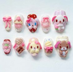 Sugarbunnies Sanrio, Aesthetics Nails, Kawaii Nail Art, Bunny Nails, Summery Nails, Nail Design Inspiration, Soft Nails