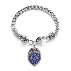 PRICES MAY VARY. PREMIUM QUALITY - Measuring approximately 7.5 inches in diameter, this charming Blue Police Badge bracelet for women boasts a high polish sterling silver finish. TIMELESS DESIGN - Featuring a braided chain design with a decorative lobster claw heart clasp, our Blue Police Badge silver bracelets make unforgettable gifts for women. SPARKLING CHARM - This cute silver bracelet features a customized bracelet charm set with sparkling Cubic Zirconia diamonds and measures 1/2" tall x 1/ Personalized Blue Sterling Silver Bracelets, Blue Engraved Sterling Silver Bracelets, Blue Sterling Silver Engraved Bracelet, Personalized Blue Metal Jewelry, Blue Personalized Metal Jewelry, Personalized Blue Jewelry, Blue Nickel-free Stainless Steel Jewelry, Blue Stainless Steel Nickel-free Jewelry, Silver Braided Bracelet