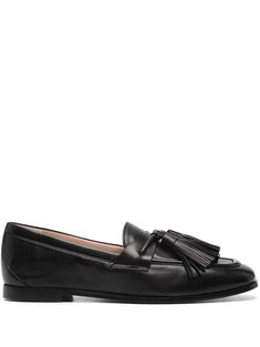 black calf leather smooth grain tassel detail slip-on style square toe branded leather insole flat leather sole Calf Leather Slip-on Tassel Loafers For Office, Office Tassel Loafers In Calf Leather Slip-on Style, Calf Leather Slip-on Tassel Loafers For Work, Elegant Calf Leather Slip-on Tassel Loafers, Elegant Calf Leather Tassel Loafers Slip-on, Calf Leather Tassel Loafers For Work, Calf Leather Tassel Loafers With Almond Toe For Work, Almond Toe Calf Leather Tassel Loafers For Work, Office Slip-on Loafers With Tassels