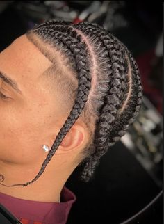 Box Braids Men With Taper, Men Braid Ideas, Masc Braids, Mens Cornrows Design Black Men, Afro Hair Dye, Hair Braid Designs