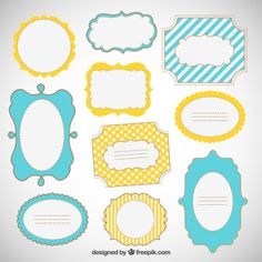 various frames and labels in blue, yellow and white colors - free vectorvector