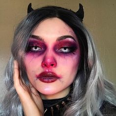 Sucubus Makeup, Demon Sfx Makeup, Demon Make Up Halloween, Female Demon Costume, Demon Girl Costume, Demon Makeup Scary, Demon Costume Female, Halloween Demon Makeup, Easy Demon Makeup