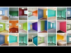 a collage of different colored rooms with doors and windows in each room, all showing the same color scheme