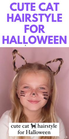 CUTE CAT HAIRSTYLE FOR HALLOWEEN - HERE IS A CUTE AND EASY CAT HALLOWEEN HAIRSTYLE. Cat Ears With Hair, Cat Ears Hairstyle, Cat Hairstyle, Cute Cat Ears, Cute Hairstyle, Easy Hairstyle, Easy Hair, Cat Ears, Hair Tutorial