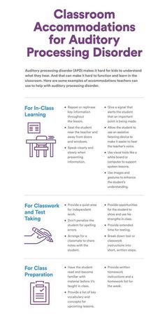 classroom accommodations for audutory processing disorder