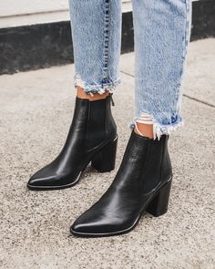 LOVER HIGH ANKLE BOOTS BLACK LEATHER - Jo Mercer Northern Hemisphere Boots Outfit Ankle, High Ankle Boots, Ankle Boots Black, Black Leather Boots, Boots Outfit, Fall Winter Fashion, My Shoes, Black Ankle Boots, Wearing Black