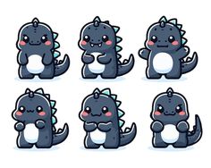 a set of cute cartoon monsters with different expressions