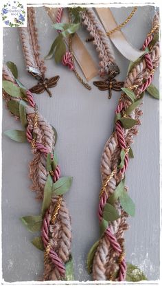 the necklaces are decorated with leaves and beads