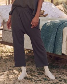 Description:  crafted from super soft jersey the lounge crop has a drop rise and pockets for added ease and comfort.  mix and match the bottoms back to the sleep henley for the ultimate cozy and customized set.    fabric:  100% cotton    machine wash cold lay flat to dry    import    measurements:  model is 5'8 1/2" wearing size small. Comfortable Cotton Sleep Pants, Comfy Sleepwear With Pockets For Loungewear, Comfortable Cotton Solid Color Sleepwear, Comfortable Solid Color Cotton Sleepwear, Organic Cotton Lounge Pants With Pockets, Comfortable Soft Relaxed Fit Sleepwear, Comfortable Cotton Sleepwear With Elastic Waistband, Comfortable Cotton Sleepwear, Solid Cotton Sleepwear With Elastic Waistband