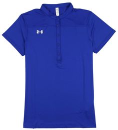 Under Armour UA Team Drape Shirt Women's Size Medium Here is a brand new Under Armour UA Team Drape Shirt (Style#1305790 400) in a women's size Medium. Shirt is royal blue and white in color. Gear your team for warm-weather practices and games. Snag-free finish for a clean look. Elongated button placket for a slim silhouette. Anti-odor technology prevents growth of odor-causing microbes. UPG 30+ sun protection. Colorblock stripe across shoulders and interior hem. Loose Fit. Fabric: 88% Polyester Under Armour Women, Button Placket, Warm Weather, Sun Protection, Color Blocking, Under Armour, Shirt Style, Royal Blue, Men's Polo Shirt